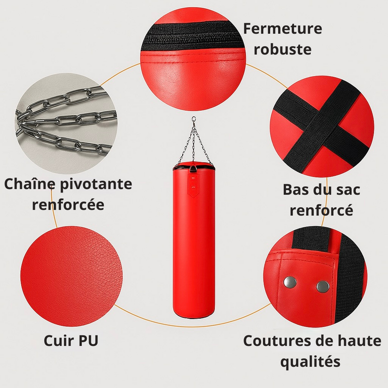 Sac de frappe 180 cm en Cuir PU - Livré vide