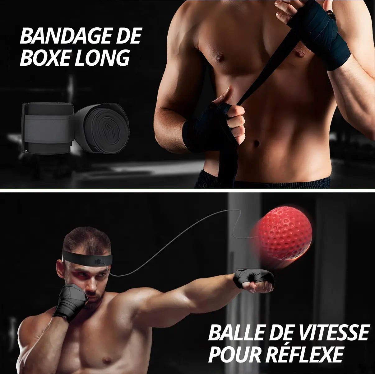 Sac de Boxe Professionnel 120 cm Livré vide – Kit Complet avec Gants, Réflex Ball, Protections et Accessoires RINGZ-SHOP