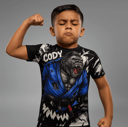 Rashguard à Manches Courtes pour Enfants - Gorilla Fury