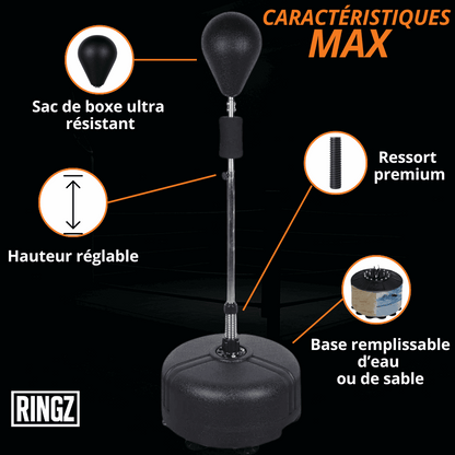 Sac de frappe sur pied 360° réglable 120-160 cm - Polyvalent