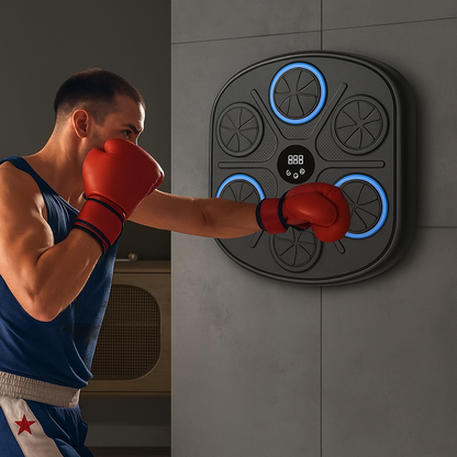 Machine de Boxe Musicale Murale avec Lumières LED RGB & Bluetooth – Gants Offerts