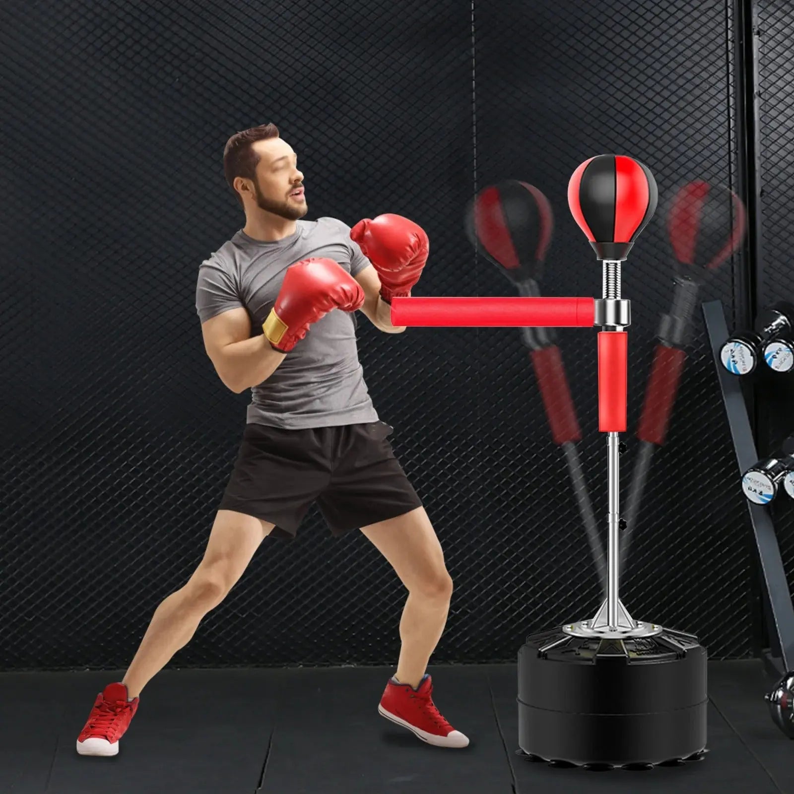 Sac de Frappe Réflexe Pro – Avec Barre Rotative et Balle Intégrée RINGZ-SHOP