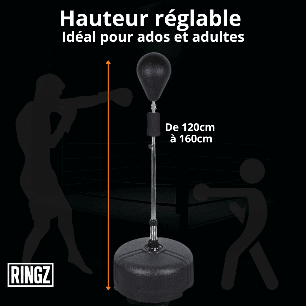 Sac de frappe sur pied 360° réglable 120-160 cm - Polyvalent