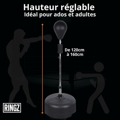 Sac de frappe sur pied 360° réglable 120-160 cm - Polyvalent