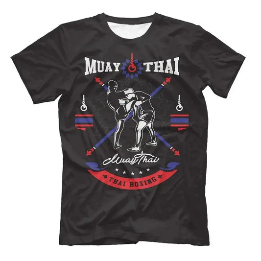 T-shirt Muay Thaï – Noir, rouge, bleu RINGZ-SHOP