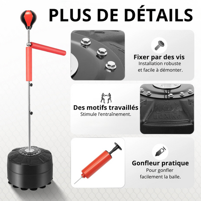 Sac de Frappe Réflexe Pro – Avec Barre Rotative et Balle Intégrée