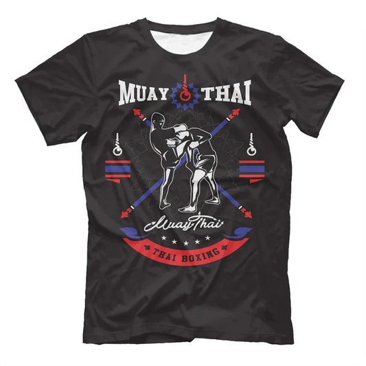T-shirt Muay Thaï – Noir, rouge, bleu